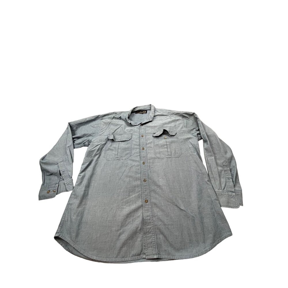 Rocky Mens XL Blue Long Sleeve Button-Down Shirt Cotton Double Pocket RN 109405